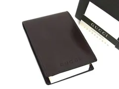■新品同様■ GUCCI グッチ レザー メモ帳 ノートカバー 手帳カバー 文房具 ステーショナリー ブラウン系 FP4710