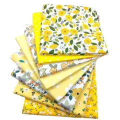 【在庫処分】siawadeky 8枚セット 花柄 パッチワーク布 綿100％ プリント生地 カットクロス おしゃれ 肌触りよい コットン生地 DIY 裁縫 ハンドメイド 贈り物 手芸用品 大人用 家庭用 給食袋 ポーチ 50*40cm イエロー