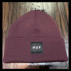 HUF ESSENTIALS BOX LOGO BEANIE WINE