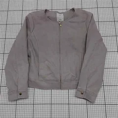 ◇ ⊇ ViS ビス エコスエード 長袖 ノーカラー ブルゾン サイズL ライトグレー系 レディース E  【1509180007629】