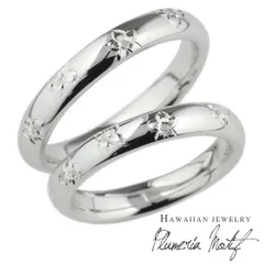 ペアリング ハワイアン ジュエリー シルバー925 プルメリア 花 ハワイアン 男性 女性 SV925 地金リング メンズ レディース 彫金 手彫り 手彫り彫刻 結婚指輪 刻印 ハンドメイド 30日以内に発送