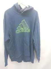 ◇ ⊇ adidas アディダス 裏起毛 ロゴ刺繡 長袖 プルオーバー パーカー サイズ6XO ネイビー系 メンズ E  【1507100000576】
