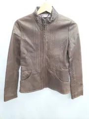 ◇ ⊆ JOHN B EDWARD レザー 長袖 ライダース ジャケット サイズ4 ブラウン レディース E  【1507010009782】