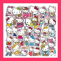 【スタッフおすすめ！】50枚ハローキティ漫画 アニメ ステッカー シール ステッカーセット 防水 ポケットステッカー pvc防水ステッカー車、スーツケース、ノートブック、冷蔵庫、スクラップブック、鏡、日記、スケートボード、自転車、タッチパッ