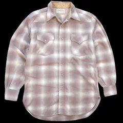 70s PENDLETONペンドルトン オンブレチェック ウール ウエスタンシャツ M★ビンテージ シャドー カントリー