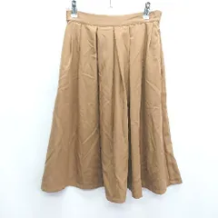 ◇ ◎●未使用● earth music&ecology 膝丈 フレア スカート サイズF ブラウン系 レディース E  【1407180019232】