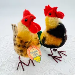 シュタイフ ポンポン 鳥 ニワトリ 2羽 ヴィンテージ シュタイフ ポンポン 鳥 ニワトリ 2羽 ヴィンテージ