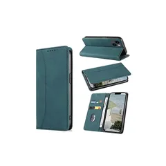 【iPhone 14 ケース 手帳型】KWATUNG アイフォン 14 おしゃれ 肌感レザー カバー 内蔵マグネット耐衝撃 スマホケース カード収納 スタンド機能 全面保護【6.1インチ】ターコイズ 0