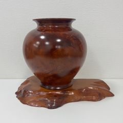 屋久杉　壺　台座　セット　置物　インテリア　え250307-1