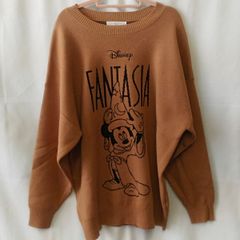 chocol raffine robe ショコラフィネローブ ディズニーFANTASIA ジャガードニットプルオーバー ブラウン フリーサイズ ◇〇