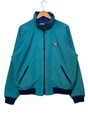 USA製 80s L.L.Bean ウォームアップジャケット ナイロンジャケット 裏地フリース ティール L エルエルビーン Warm-Up Jacket 青 ブルー 古着