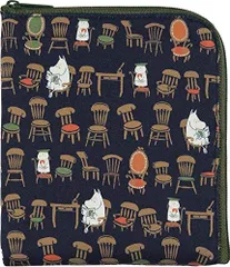 【新着商品】宮本 日本製 ミヤモトタオル(Miyamoto-towel) フラット ミニ ポーチ ムーミン イス ネイビー 13.5×15.5×1cm