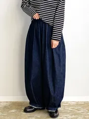 HARVESTY ハーベスティ デニム サーカスパンツ レディース メンズ ブランド タック ダーツ ボリュームシルエット ウエストゴム イージーパンツ 綿 100% DENIM CIRCUS PANTS コットン 日本製 A11801-89