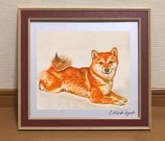 女優画13 額装品額縁寸法34cm×25cmペン画カラー着色定款付き