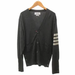 トムブラウン THOM BROWNE 美品 ミディアムグレー カシミア 4BAR Vネックカーディガン ニット セーター トリコロール 国内正規品 グレー 3 約L MKC001A-00011038 0908のサムネイル