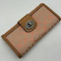 COACH コーチ ハンプトンズ シグネチャースリム 長財布 ロングウォレット ダブルホック ターンロック キャンバス×レザー A25A(T)15