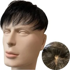 Luce brillare ウィッグ メンズ 人毛100% かつら ヘアピース トップピース ポイントピース カツラ 男性 部分ウィッグ つむじ 頭頂部 医療用 部分カツラ 薄毛 脱毛 ショート 国内メーカー 【必需品3点セット】 ビジネスショート＋