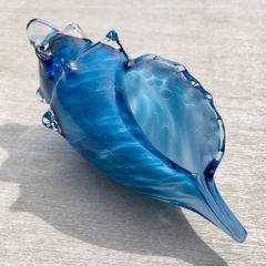 glass shell  ターコイズブルー  1点　吹きガラス　貝殻
