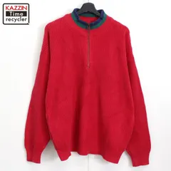 90s vintage Eddie Bauer 黒タグ ハーフジップ プルオーバー リブ編み コットン ニットセーター メンズ 表記Mサイズ
