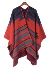 【在庫セール】ストール エスニック柄 無地 羽織り チェック ショールリバーシブル オルテガ 秋冬 マフラー コーディガン ポンチョ 袖なしストール 大判ストール 防寒 [ロプクス] 33色