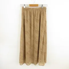 レプシィム ローリーズファーム LEPSIM LOWRYS FARM スカート ロング ギャザー 総柄 茶 M *T589