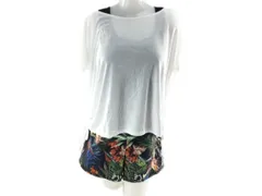 レディース水着 3点セット リブタンクトップ 大きいサイズ 5L ボタニカル柄 ブラック系