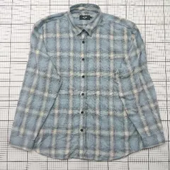 ◇ Θ アズール バイマウジー 模様入り 長袖 ネルチェックシャツ サイズL ライトブルー系 レディース E  【1508200021799】