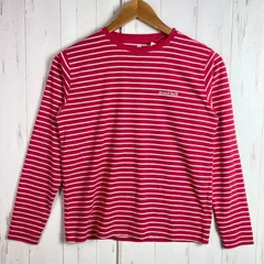 【Kid's 150 レッド系】 Montbell ( モンベル ) ウイックロン ボーダー ロングスリーブ T WIC Border Long Sleeve T ポリエステル ウェア トップス インナー シャツ ロングスリーブTシャツ クルー