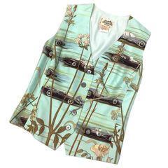 HERMES エルメス ベスト ジレ 馬柄 ホース 薄手 ボタン HERMES - 美品 Vintage エルメス HERMES ベスト ジレ 総柄