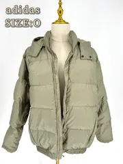 adidas アディダス フード付き ダウンジャケット グリーン O フード取り外し可能 防寒 古着
