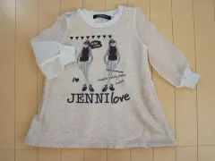 【中古】 ユーズド ジェニィラブ jenni love 100cm 子供服 女の子 長袖 ワンピース ベージュ 裏起毛 防寒 秋 冬 ★3 キッズ ガールズ 女児 アウトレット リサイクル 古着