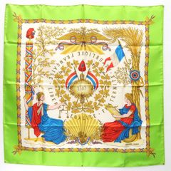 HERMES カレ90 LIBERTE EGALITE FRATERNITE REPUBLIQUE FRANCAISE 1789 フランス革命を記念して スカーフ 美品 箱付 エルメス ◆送料込◆質屋-10987