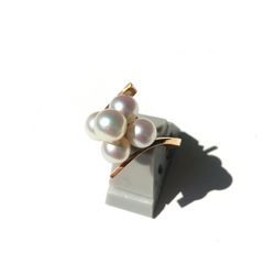 ５つのパールと18金のリング　11号　新品