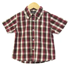 ポロバイラルフローレン 半袖シャツ トップス ボタンダウン チェック柄 キッズ 男の子用 3サイズ 茶×エンジ Polo by Ralph Lauren 【中古】