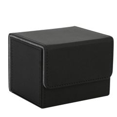 Venssu デッキケース トレカケース ストレージボックス 横入れ マグネット PU レザー 120枚 Sサイズ 「 遊戯王 ポケモン デュエマ 各種 カードゲーム に使用可能 」スリーブ対応 (黒（内装灰）) 1