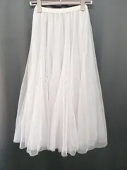 ◇ ⊂ GRL グレイル at118 ロング丈 チュール スカート サイズM ライトグレー レディース E  【1411070012951】