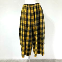 TJ-P018 タオ コムデギャルソン tao COMME des GARCONS ウール縮絨加工 タータンチェック 太パンツ 黄色×黒 Sサイズ 2022年A/W