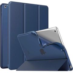 iPad 10.2インチ 2021/2020/2019モデル カバー iPad 9 ケース 第9世代/第8世代/第7世代 半透明 軽量 薄型 スタンド仕様 オートスリープ機能 高級PUレザー 底面TPU製 ソフト 耐久性 便利 スマートケース NAVY