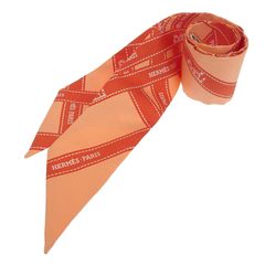 エルメス HERMES ツイリー ボルデュックリボン スカーフ シルク オレンジ 中古 新入荷 HE1033