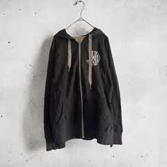 ⑥刺繍ロゴパーカー　ジップアップパーカー　カジュアル　アメカジ古着　裏起毛　Mサイズ