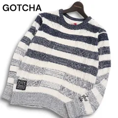 GOTCHA ガッチャ 通年 グラデーション ボーダー★ アラン編み クルーネック セーター ニット Sz.S メンズ サーフのサムネイル