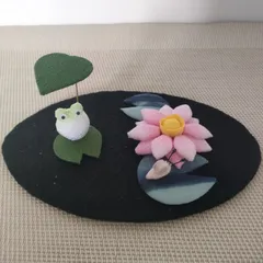 蓮の実 ちりめん細工 （茎付き）4点セット 射