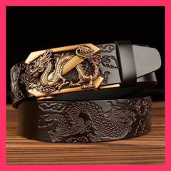 ★売れ筋★ ベルト メンズ 牛革 本革ベルト 紳士ベルト バックル 彫刻 ドラゴン 龍 普段使い カジュアル 通勤 通学 プレゼント かっこいい 