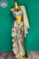 新品 未使用 新作 ベリーダンス オリエンタル衣装 インナー付 ゴールド オーダーメイド