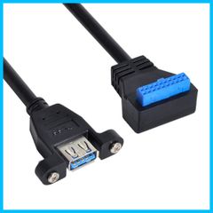 【特価セール】シングルポートA 3.0 メスねじマウントタイプ-下向きマザーボード20ピンヘッダーケーブル USB 90度 Xiwai