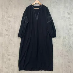 URBAN RESEARCH リネンレーヨン刺繍ワンピース F ブラック　★ ◇■