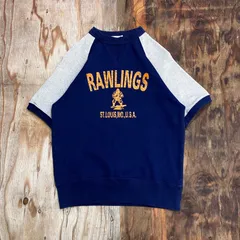 Rawlings ローリングス 半袖 スウェット ラグラン グレー ネイビー 切り替え 野球 ベースボール グローブ 日本製 短丈 アメカジ VINTAGE 古着 MG146のサムネイル