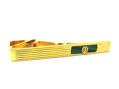 ■美品■ dunhill ダンヒル ネクタイピン タイクリップ アクセサリー ビジネス 紳士 メンズ ゴールド系×グリーン系 DG5782