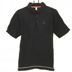 アディダス 半袖ポロシャツ 黒 ニット地 胸元ロゴ ストレッチ メンズ L ゴルフウェア adidas