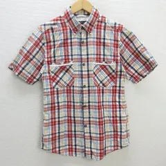z■ユナイテッドアローズ/UNITED ARROWS Rhythm of Life 半袖チェックシャツ ボタンダウン【M】赤系/men's/24【中古】
